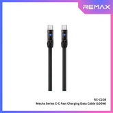 100W ( C to C )-REMAX RC-C108 C-C Mecha Series 100W Type-C to Type-C Fast Charging Data Cable - Black